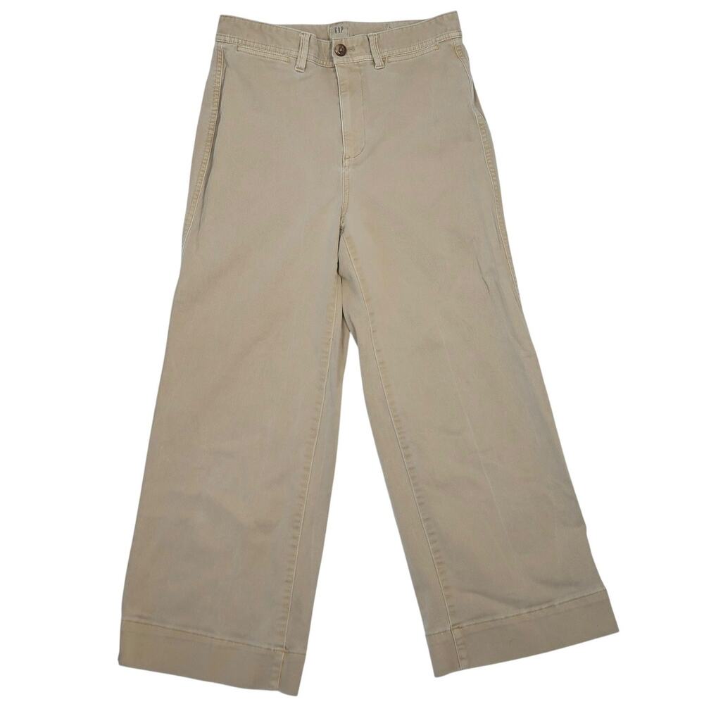 Gap High Rise Wide Leg Crop Pants Khaki Tan Brown 6